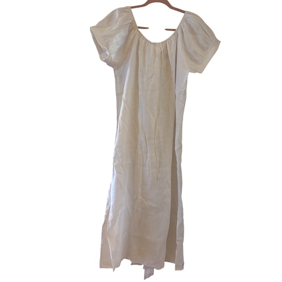 NWT Eberjey 100% Linen Harper Button Front Midi Dress White M - Picture 6 of 10
